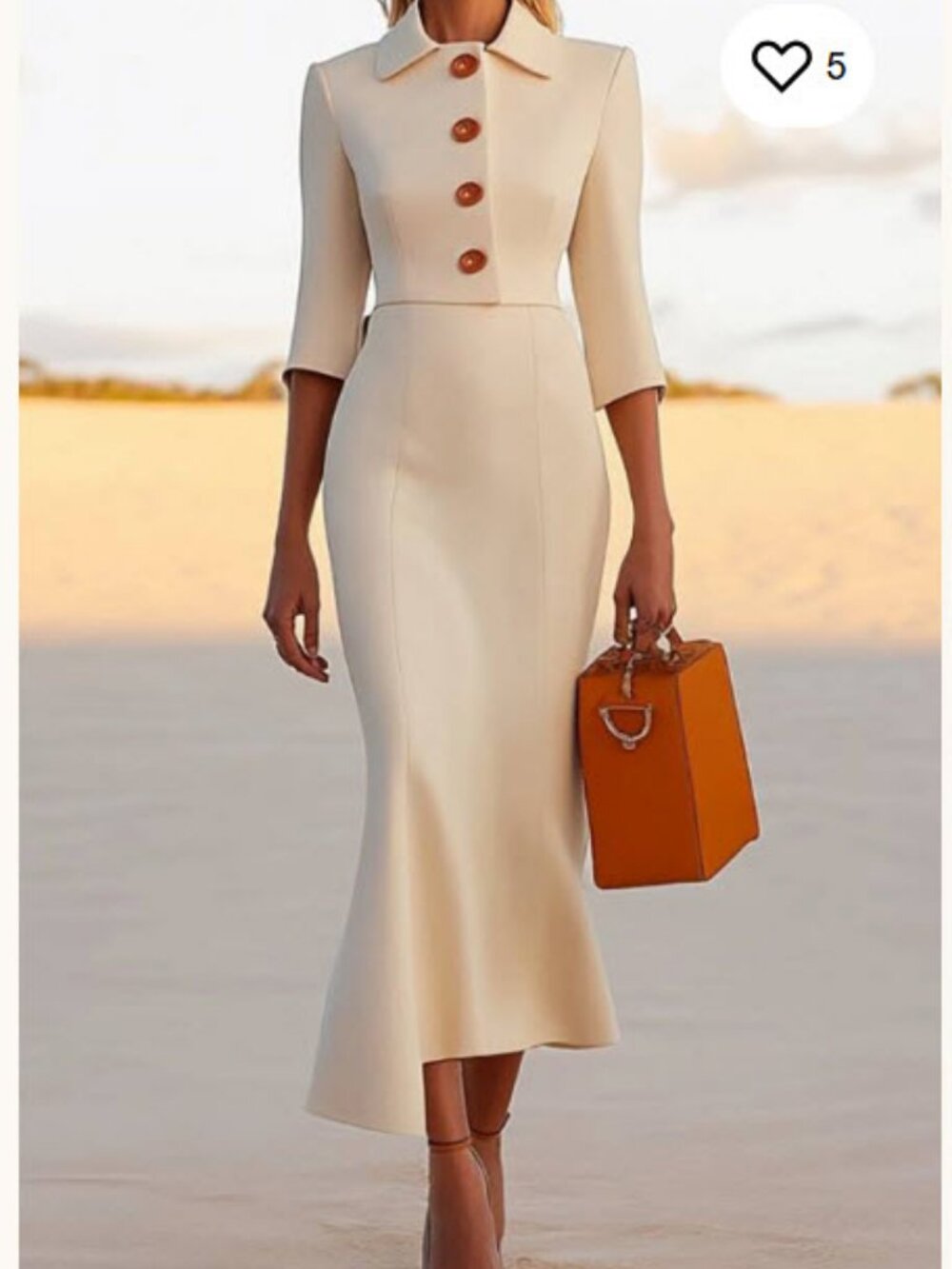 Womens Chiclody Ivory (Item-104) Asymmetric Hem Semi-Formal Mermaid Midi Dress 4